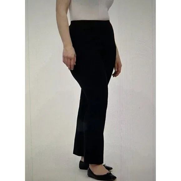 Madewell Knit Kick Flare Ponte Pants Women High Rise Stretch Black Pull On Sz M - Picture 1 of 15